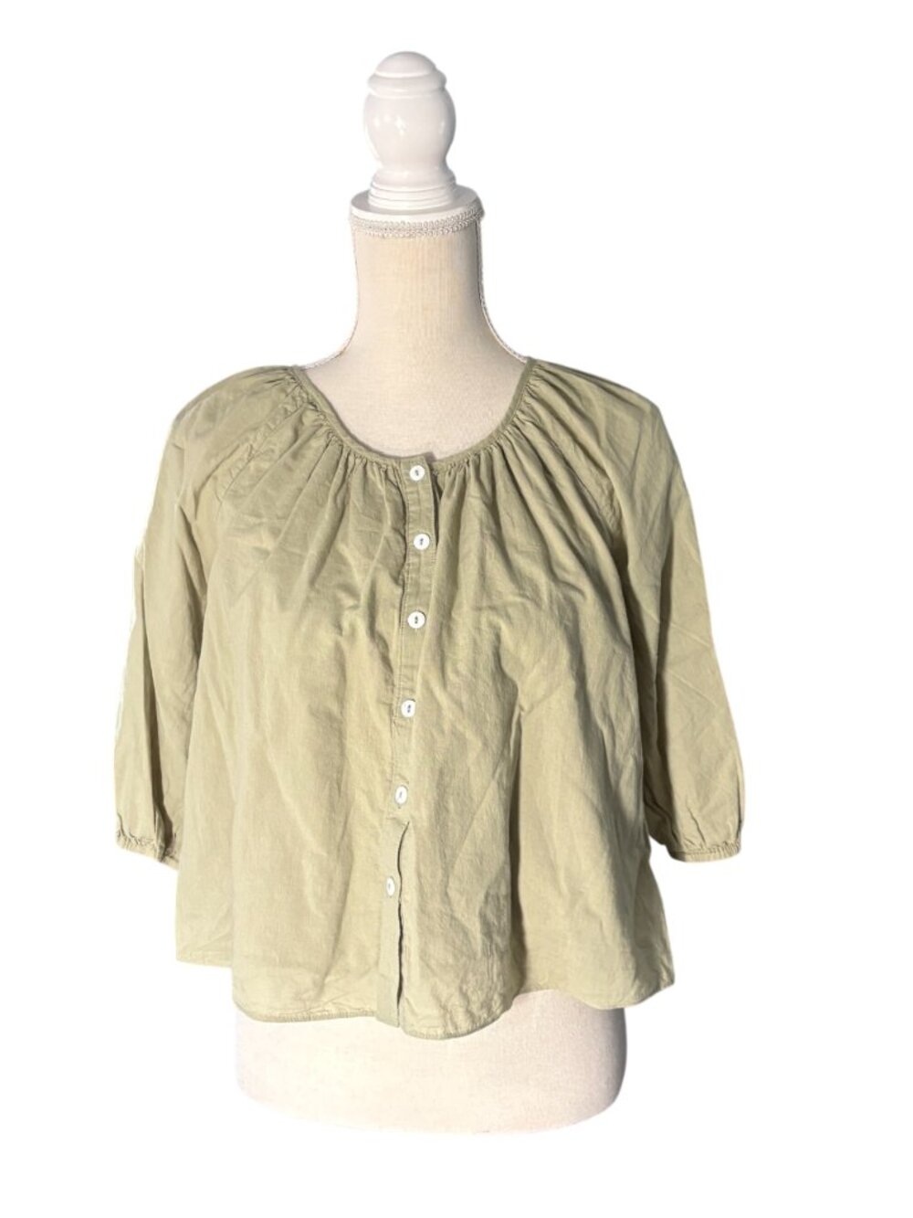 Marea Everly Gauze Top in succulent green size XS cotton blouse buttons - Picture 5 of 9